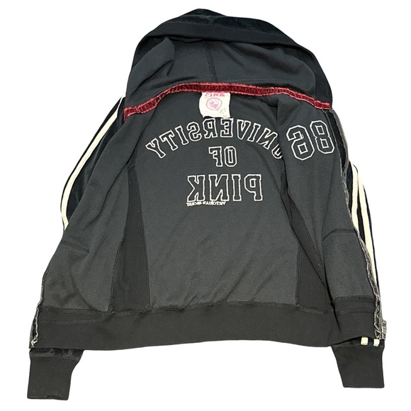 RARE Y2K VS PINK women's black velour "university of pink" sweater, size XS. - Picture 3 of 5